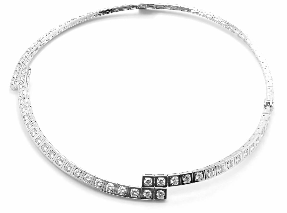 Rare! Authentic Cartier Tectonique 18k White Gold Diamond Tennis Necklace - 5