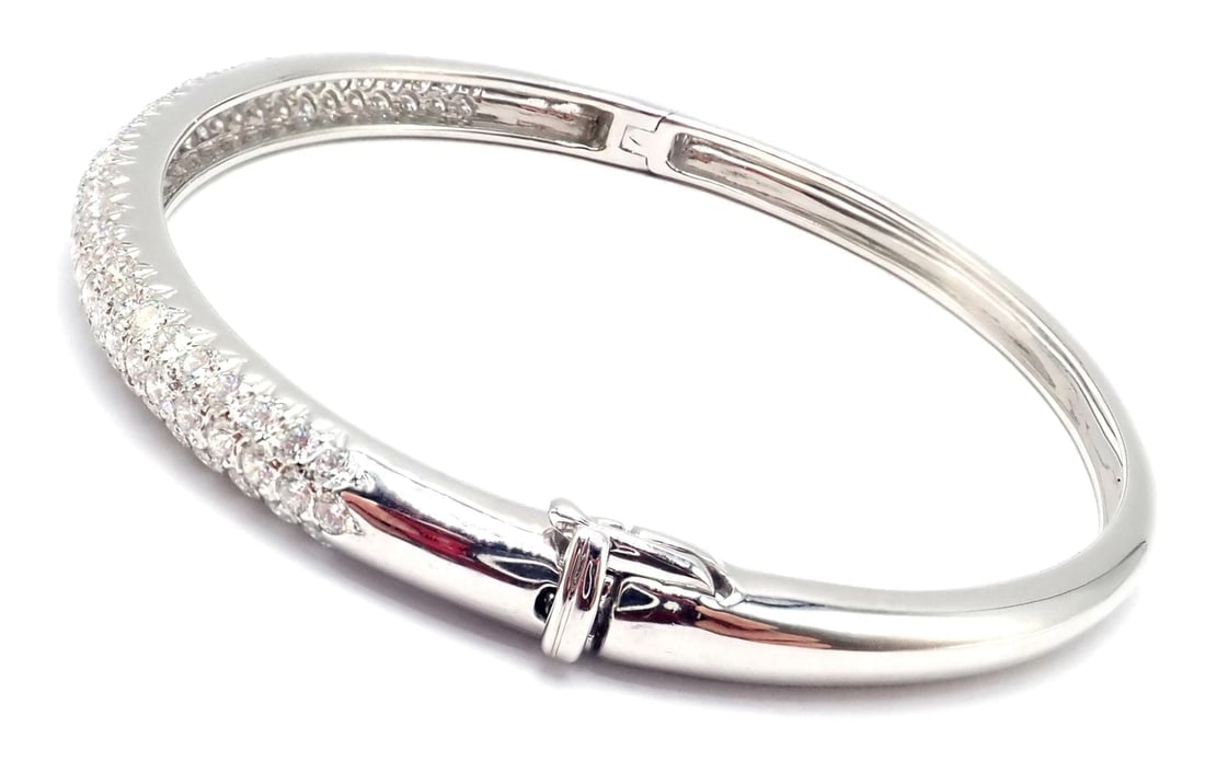 Authentic! Van Cleef & Arpels Eve 18k White Gold Diamond Bangle Bracelet Paper - 3