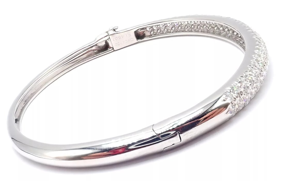 Authentic! Van Cleef & Arpels Eve 18k White Gold Diamond Bangle Bracelet Paper - 5