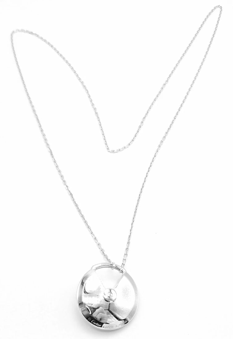 Authentic! Cartier Amulette 18k White Gold Diamond Ruby Large Pendant Necklace - 9