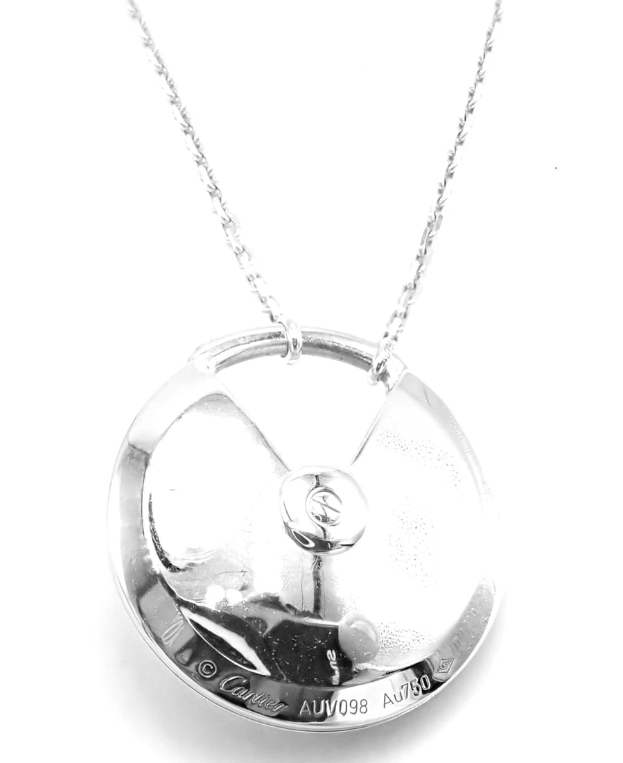 Authentic! Cartier Amulette 18k White Gold Diamond Ruby Large Pendant Necklace - 8