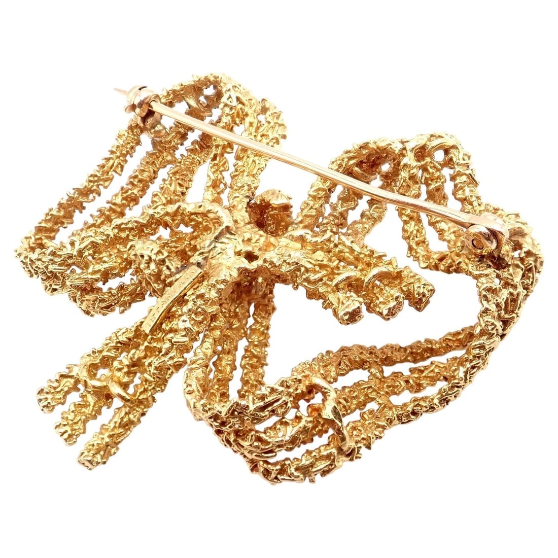 Authentic! Vintage Tiffany & Co 18k Yellow Gold Large Ribbon Bow Pin Brooch - 11