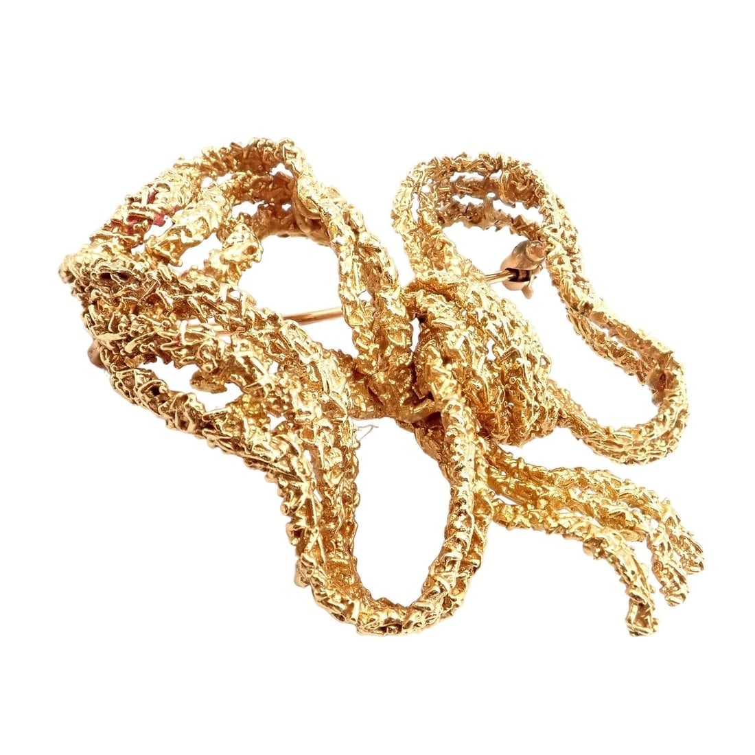 Authentic! Vintage Tiffany & Co 18k Yellow Gold Large Ribbon Bow Pin Brooch - 5