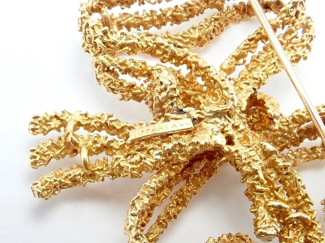 Authentic! Vintage Tiffany & Co 18k Yellow Gold Large Ribbon Bow Pin Brooch - 6