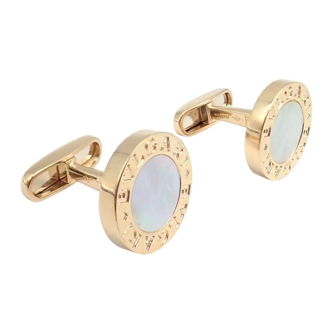 Authentic! Bvlgari Bulgari 18k Yellow Gold Multicenter Cufflink Kit Set - 9