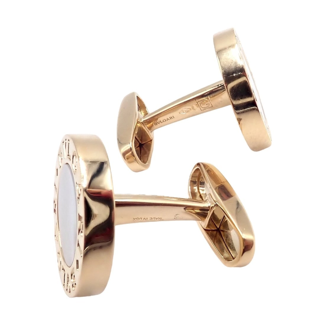Authentic! Bvlgari Bulgari 18k Yellow Gold Multicenter Cufflink Kit Set - 12