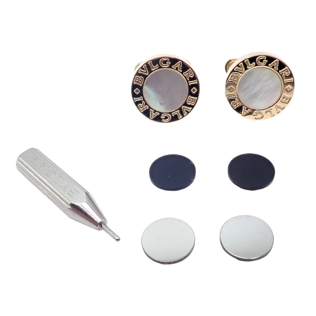 Authentic! Bvlgari Bulgari 18k Yellow Gold Multicenter Cufflink Kit Set - 14