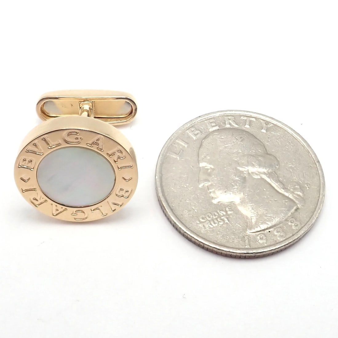 Authentic! Bvlgari Bulgari 18k Yellow Gold Multicenter Cufflink Kit Set - 5
