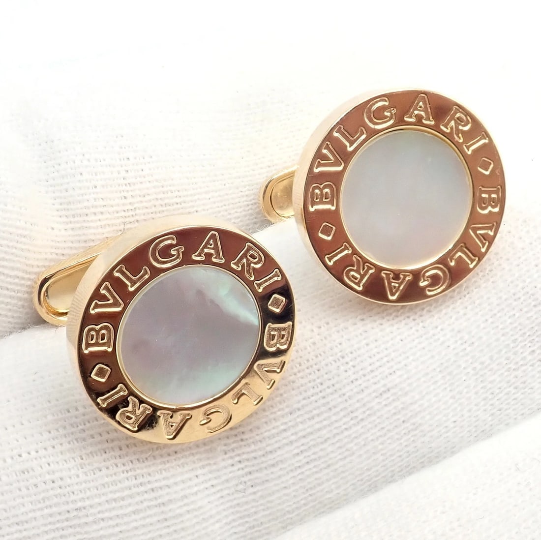 Authentic! Bvlgari Bulgari 18k Yellow Gold Multicenter Cufflink Kit Set - 6