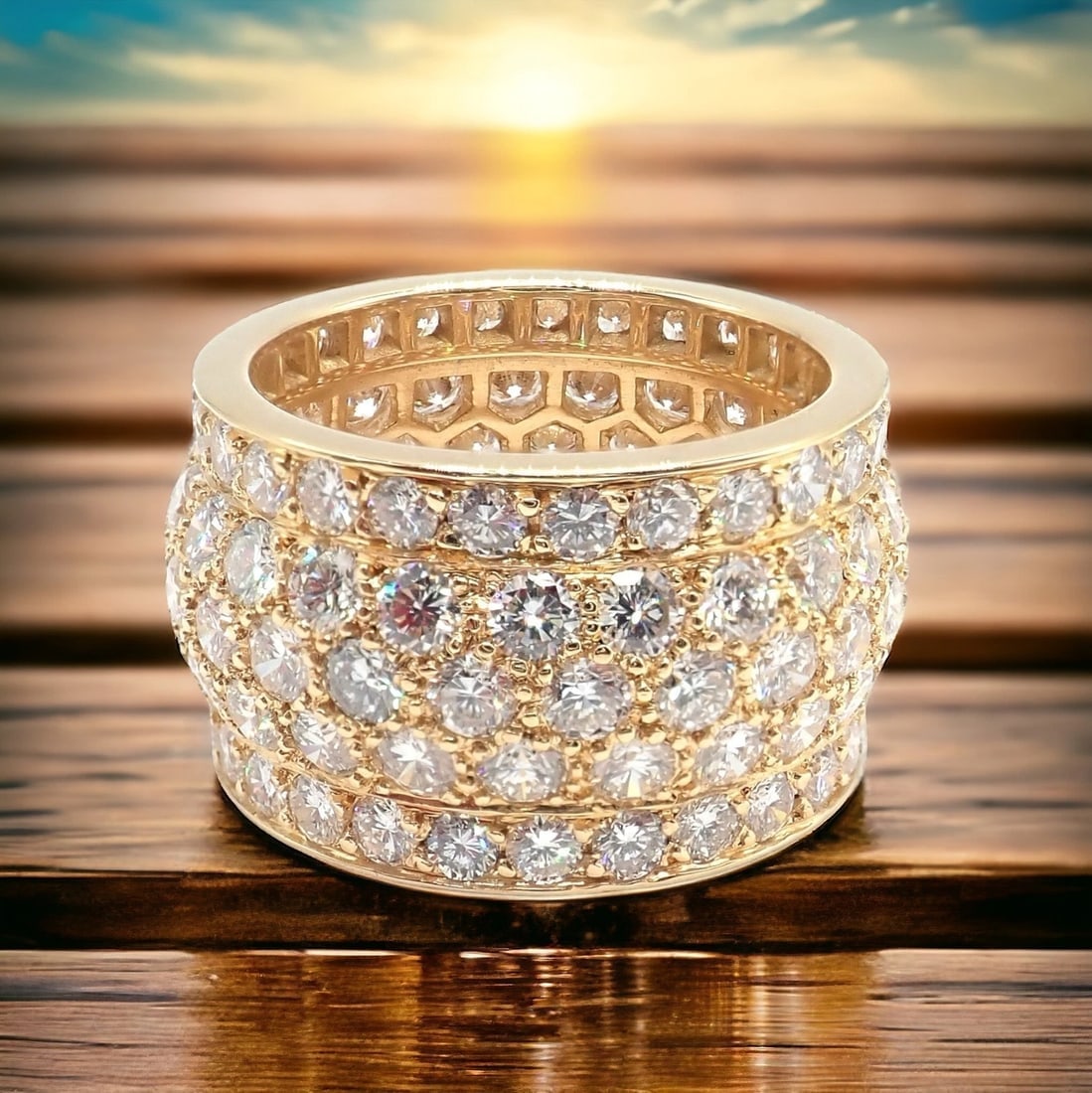 Authentic! Cartier Nigeria 18k Yellow Gold Diamond Wide Band Ring Size 53 - 3