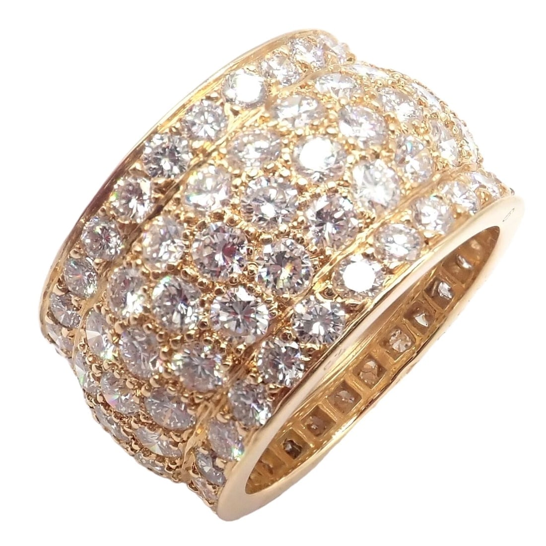 Authentic! Cartier Nigeria 18k Yellow Gold Diamond Wide Band Ring Size 53 - 4
