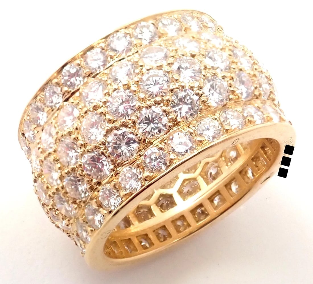Authentic! Cartier Nigeria 18k Yellow Gold Diamond Wide Band Ring Size 53 - 6