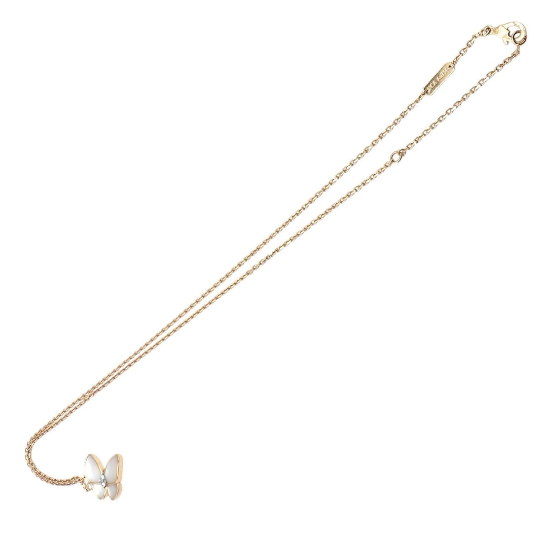 Van Cleef & Arpels 18k Rose Gold Diamond MoP Two Butterfly Pendant Necklace Cert - 9