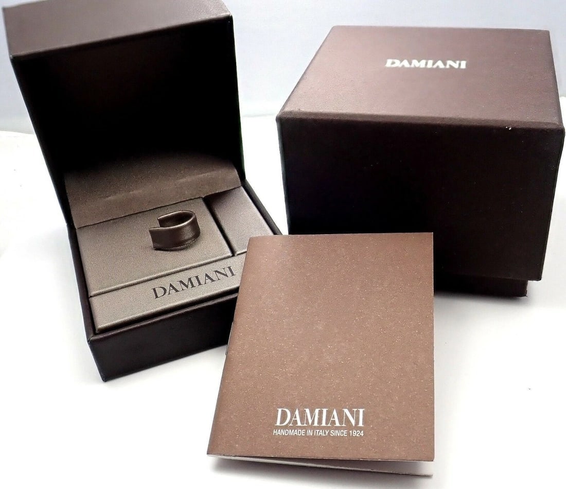 New! Authentic Damiani Brad Pitt 18k Yellow Gold Diamond 3mm Band Ring Sz 10.5 - 8