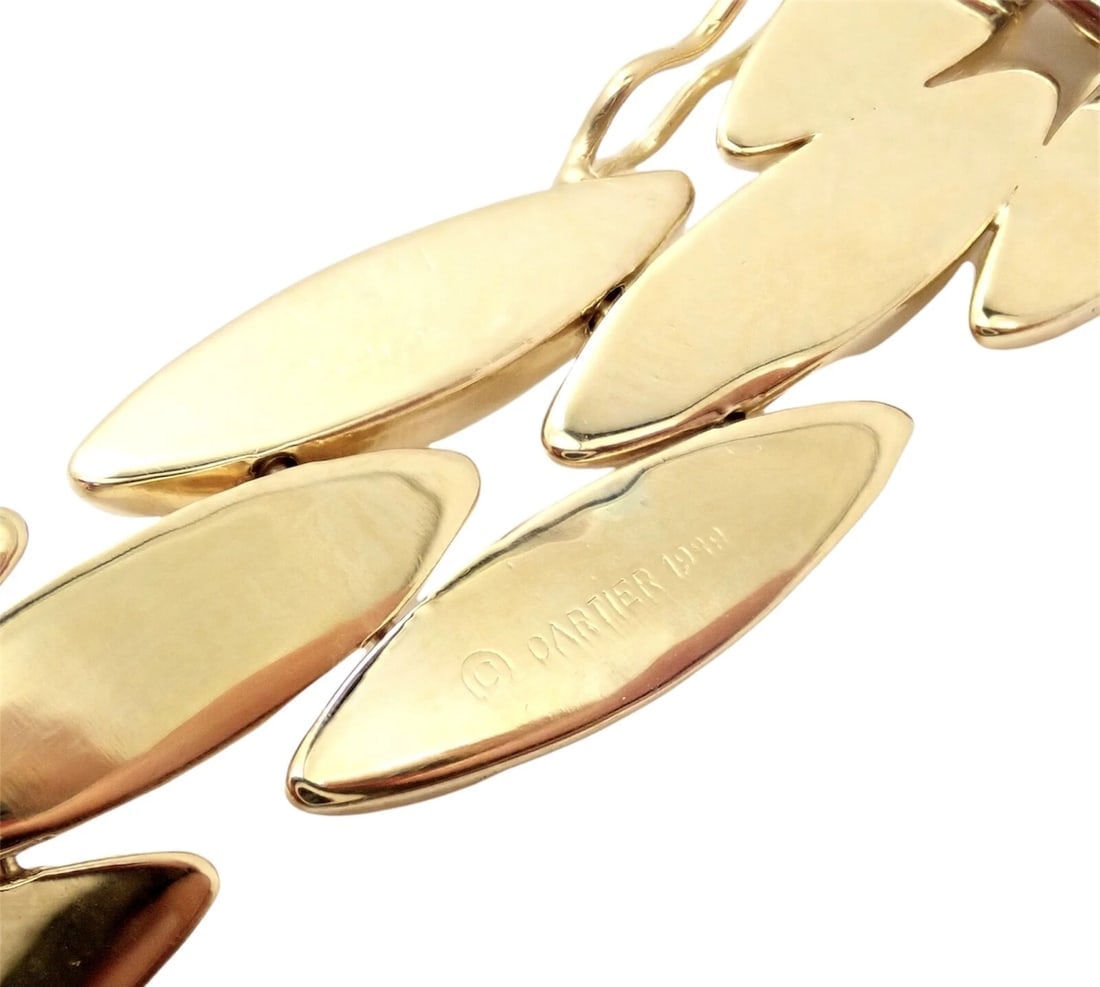 Authentic! Cartier 18k Yellow Gold Diamond Three Row Gentiane Rice Link Necklace - 10