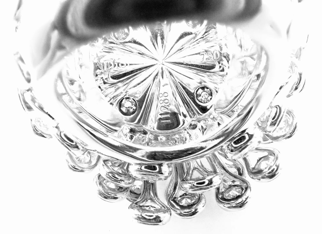 Authentic! Christian Dior 18k White Gold 6.5ct Diamond Large Flower Ring - 8