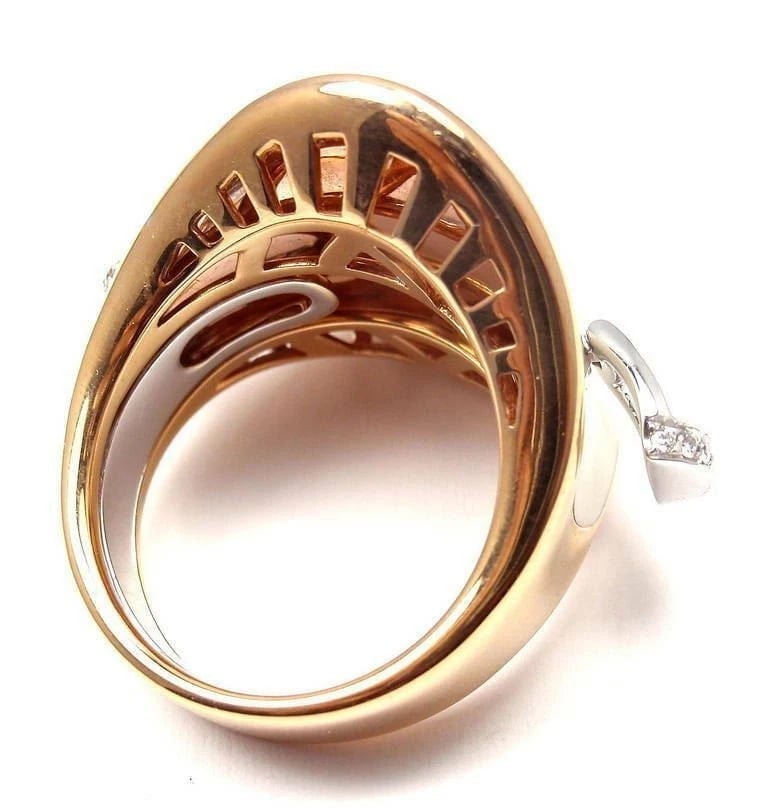 Authentic! Roberto Coin Saddle Stirrup 18k Rose Gold Diamond Enamel Ring - 4