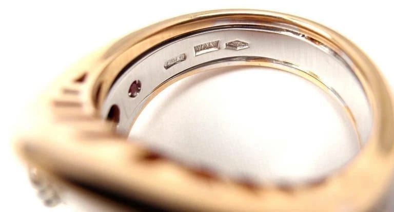 Authentic! Roberto Coin Saddle Stirrup 18k Rose Gold Diamond Enamel Ring - 5