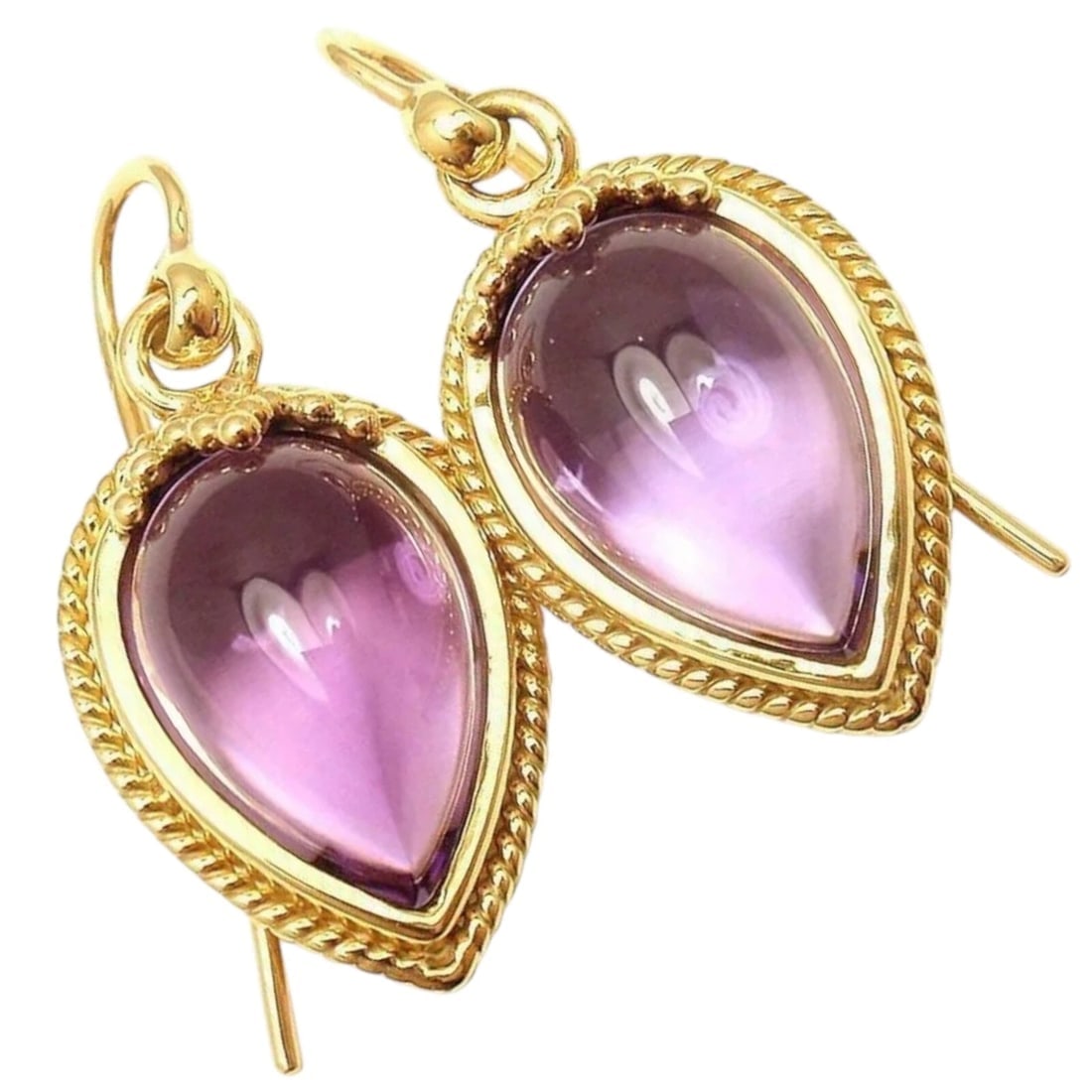 New! Authentic Temple St. Clair 18k Yellow Gold Chinese Bead Amethyst Earrings (1 of 9)
