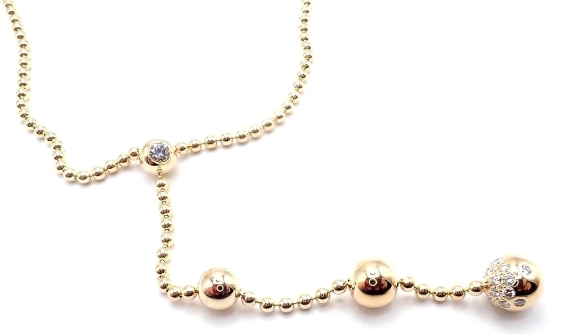 Authentic! Cartier Draperie de Decollate 18k Yellow Gold Diamond Necklace - 9