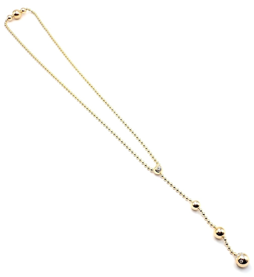 Authentic! Cartier Draperie de Decollate 18k Yellow Gold Diamond Necklace - 10