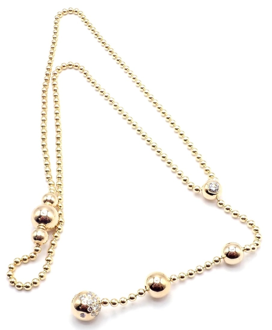 Authentic! Cartier Draperie de Decollate 18k Yellow Gold Diamond Necklace - 11