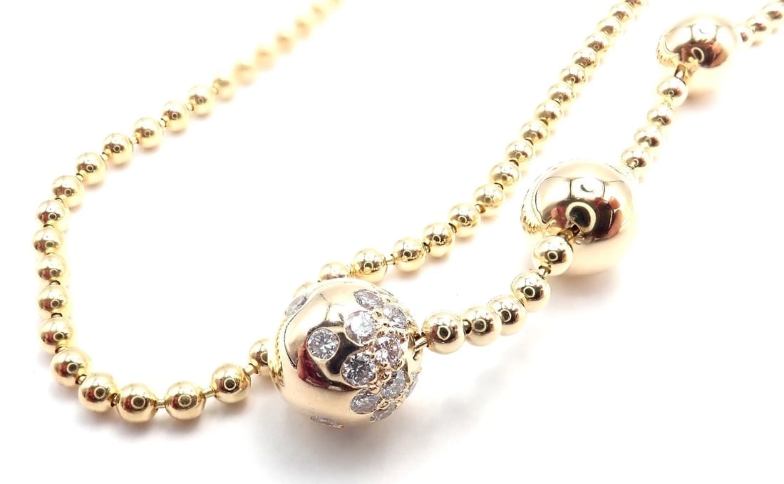 Authentic! Cartier Draperie de Decollate 18k Yellow Gold Diamond Necklace - 4
