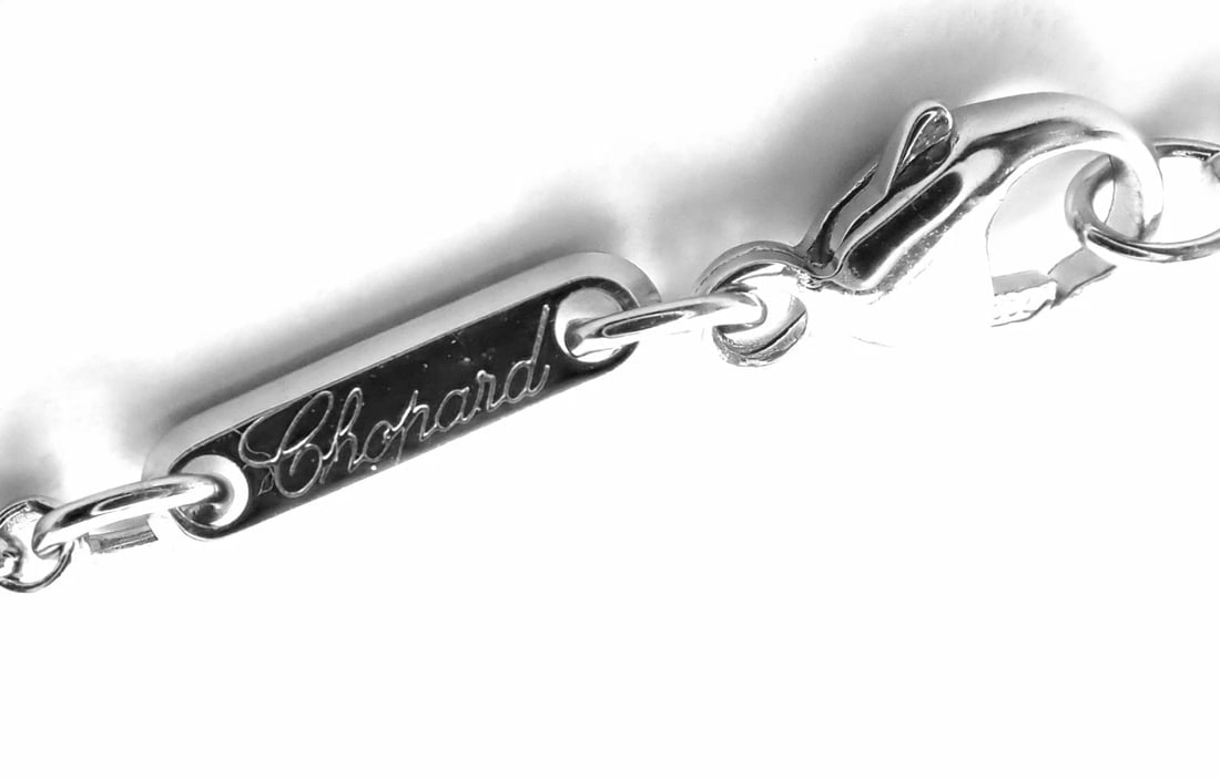 Authentic! Chopard Golden Diamonds 18k White Gold Diamond Chrome Stone Necklace - 10