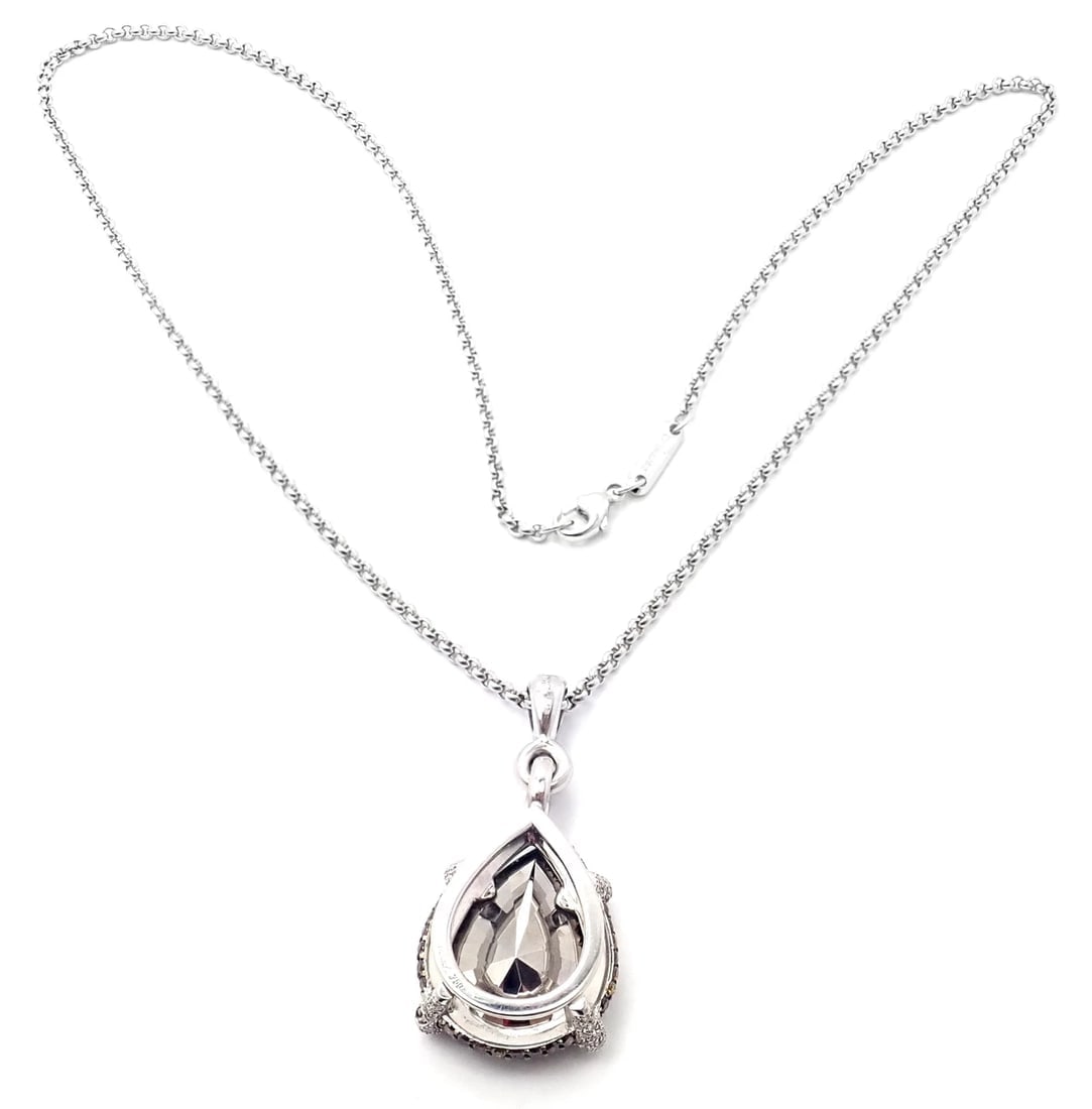Authentic! Chopard Golden Diamonds 18k White Gold Diamond Chrome Stone Necklace - 12