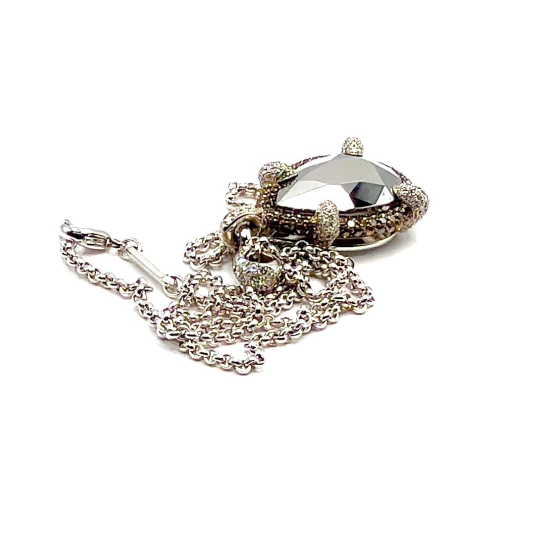Authentic! Chopard Golden Diamonds 18k White Gold Diamond Chrome Stone Necklace - 2