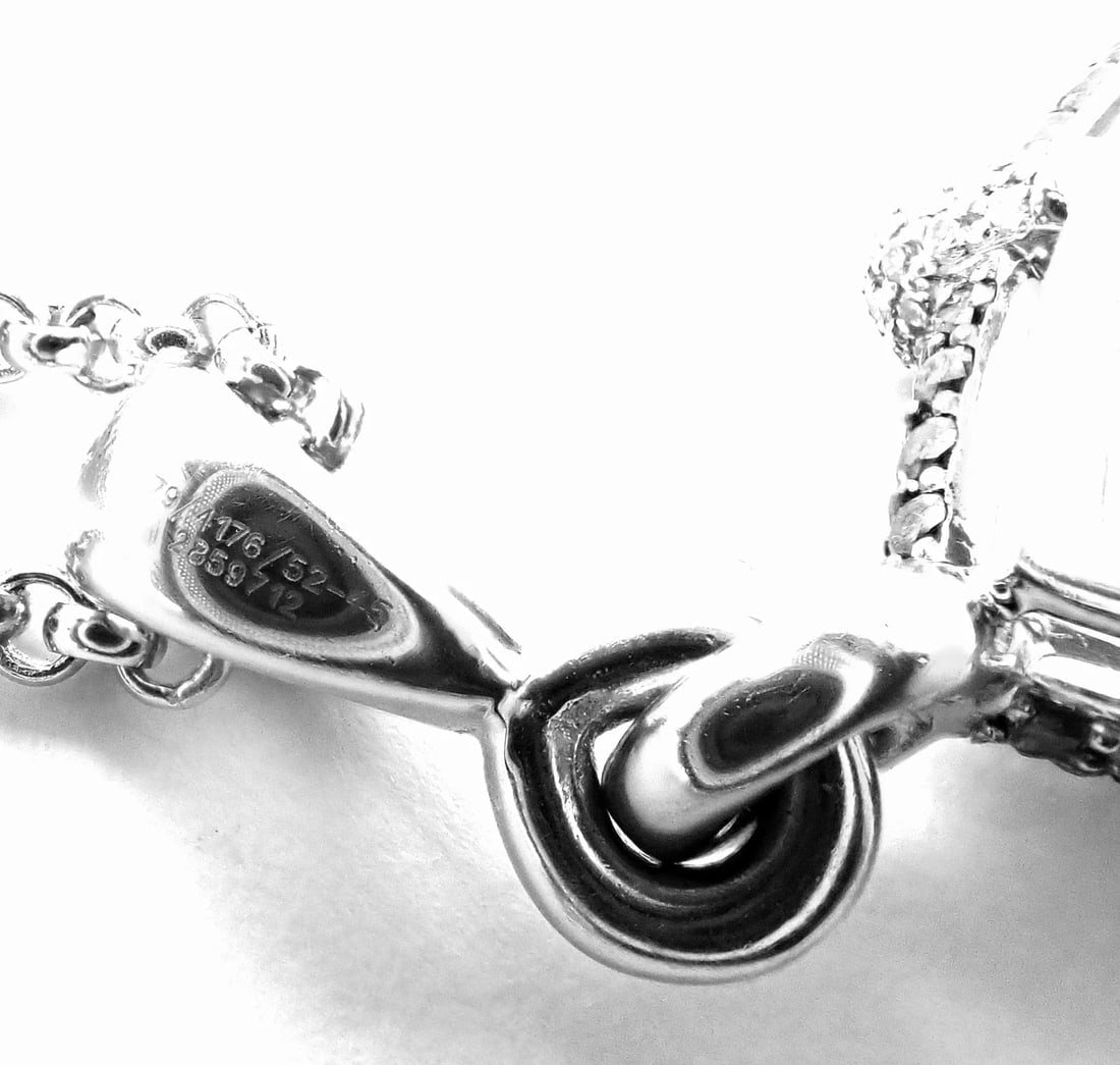 Authentic! Chopard Golden Diamonds 18k White Gold Diamond Chrome Stone Necklace - 6