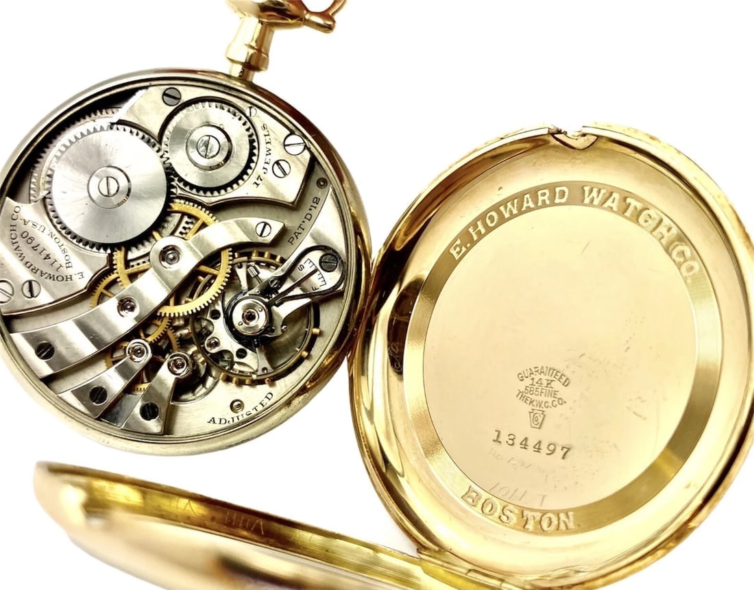 Vintage Howard 14k Yellow Gold 46mm 17j Pocket Watch c. 1920 - 3
