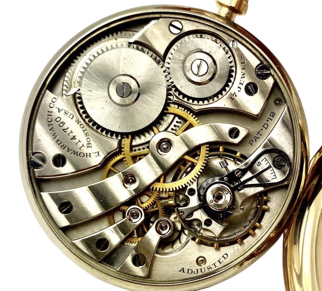 Vintage Howard 14k Yellow Gold 46mm 17j Pocket Watch c. 1920 - 4