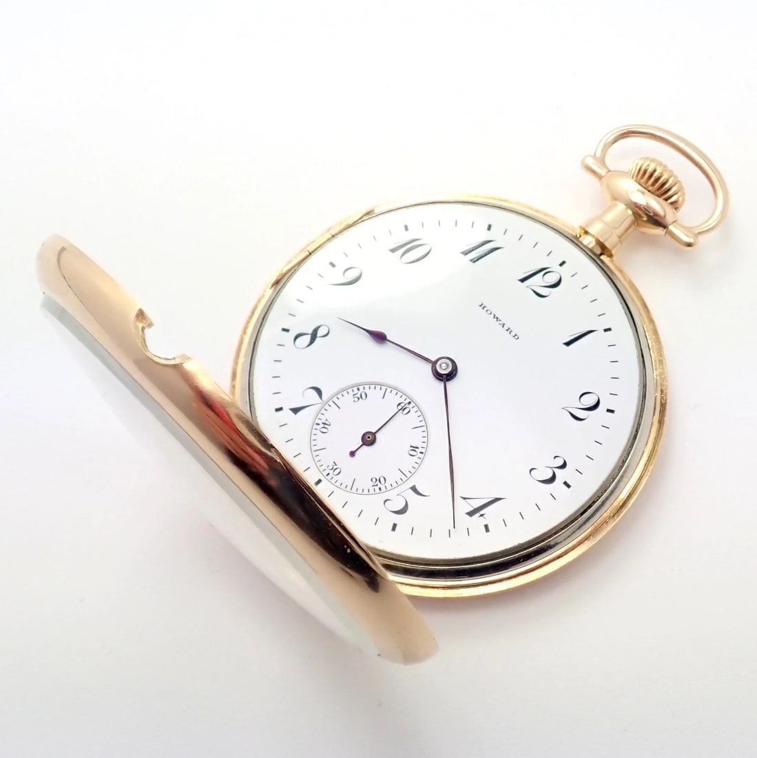 Vintage Howard 14k Yellow Gold 46mm 17j Pocket Watch c. 1920 - 6