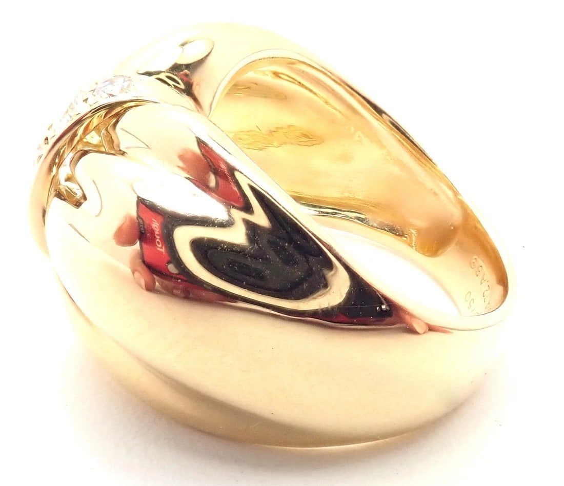 Rare! Authentic Van Cleef & Arpels 18k Yellow Gold Diamond Bow Design Band Ring - 5