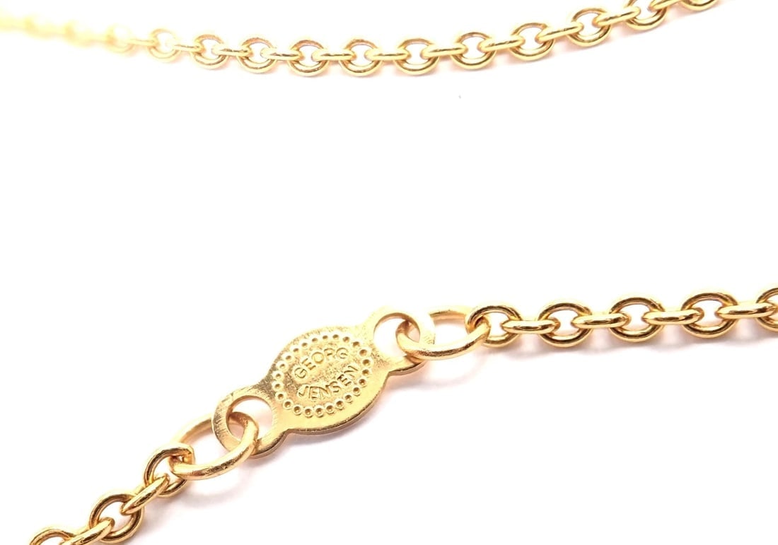Authentic! Georg Jensen 18k Yellow Gold Star Of David Pendant Necklace - 9