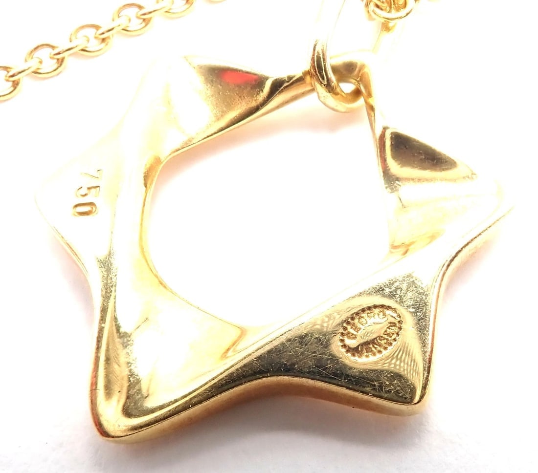 Authentic! Georg Jensen 18k Yellow Gold Star Of David Pendant Necklace - 7