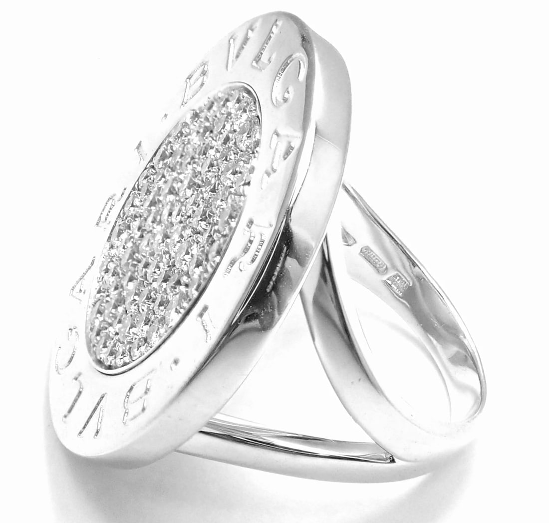 Rare! Authentic Bvlgari Bulgari 18k White Gold Diamond Ring - 6