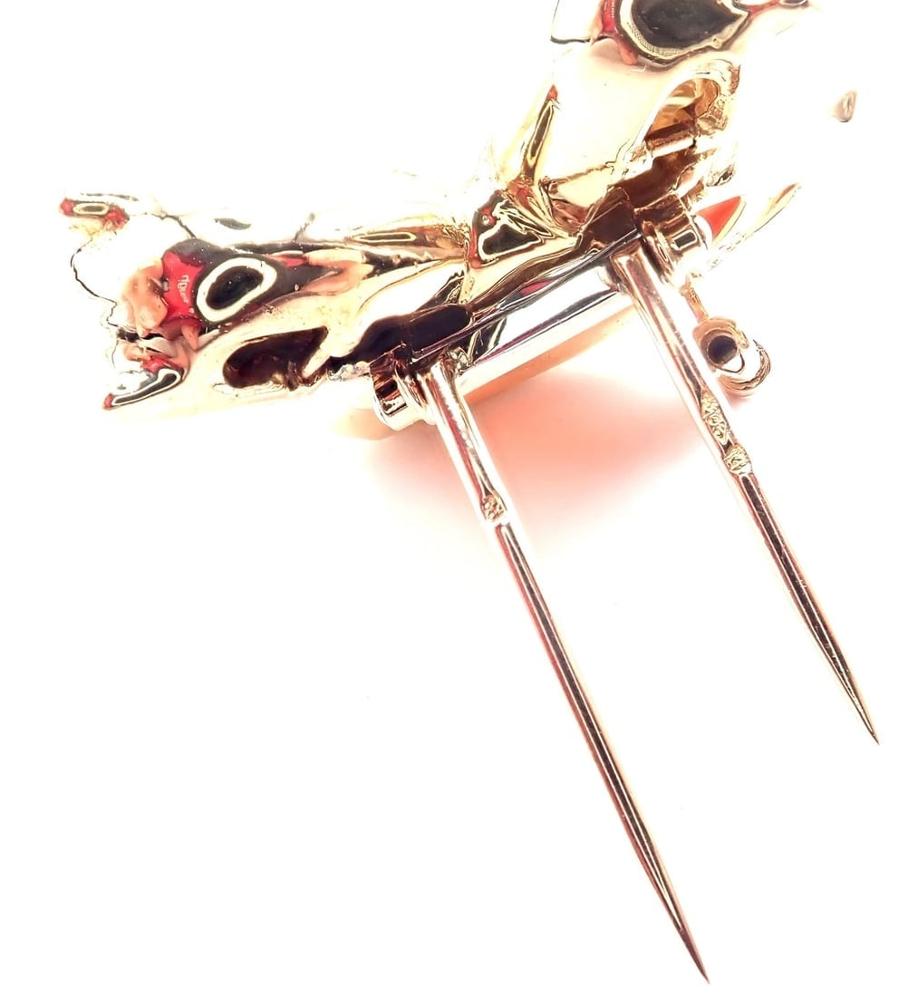 Rare! Authentic Cartier Double Panther 18k Yellow Gold Jasper Onyx Pin Brooch - 6