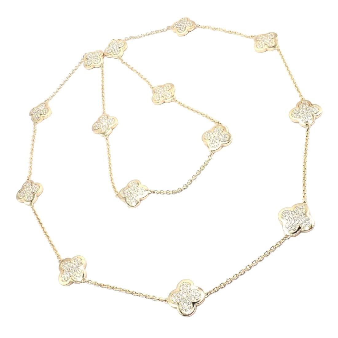 Authentic Van Cleef & Arpels 18k Yellow Gold Diamond Pure Alhambra Long Necklace: Authentic Van Cleef & Arpels 18k Yellow Gold Diamond Pure Alhambra Long Necklace About This Piece: The Authentic Van Cleef & Arpels 18k Yellow Gold Diamond Pure Alhambra Long Necklace features the bra