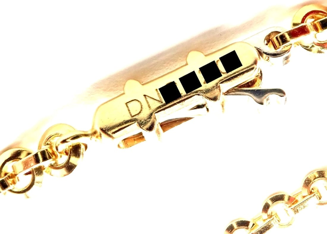 Rare! Authentic Cartier 18k Yellow Gold Hematite Dolphin Pendant Link Necklace - 10