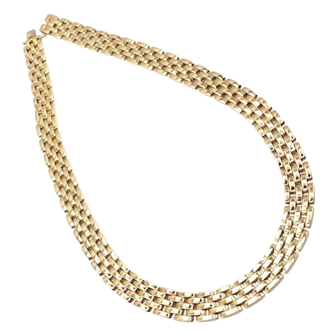 Cartier 5 Row Maillon Panther Panthere 18k Yellow Gold Wide 20" Long Necklace - 11
