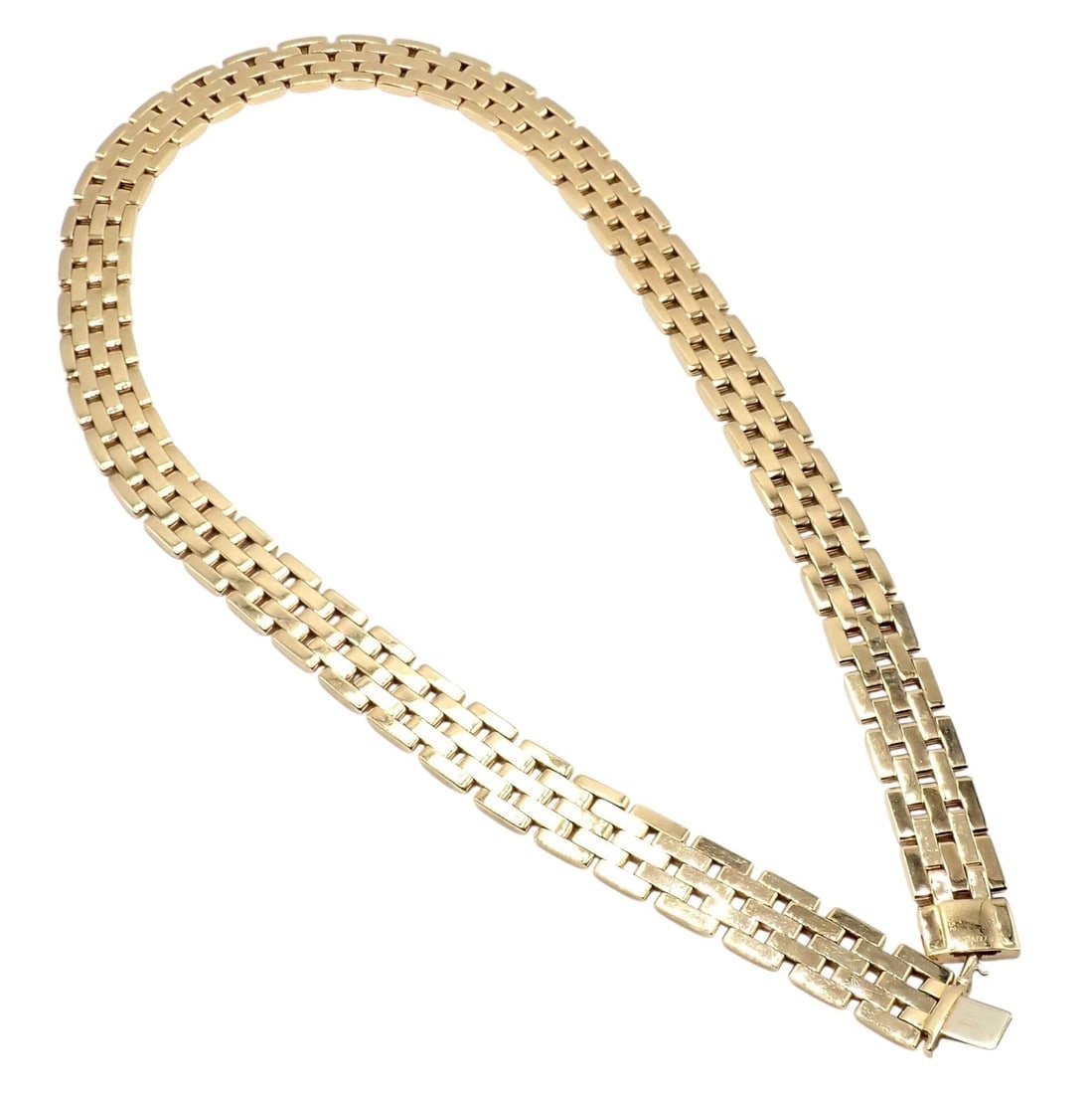 Cartier 5 Row Maillon Panther Panthere 18k Yellow Gold Wide 20" Long Necklace - 12
