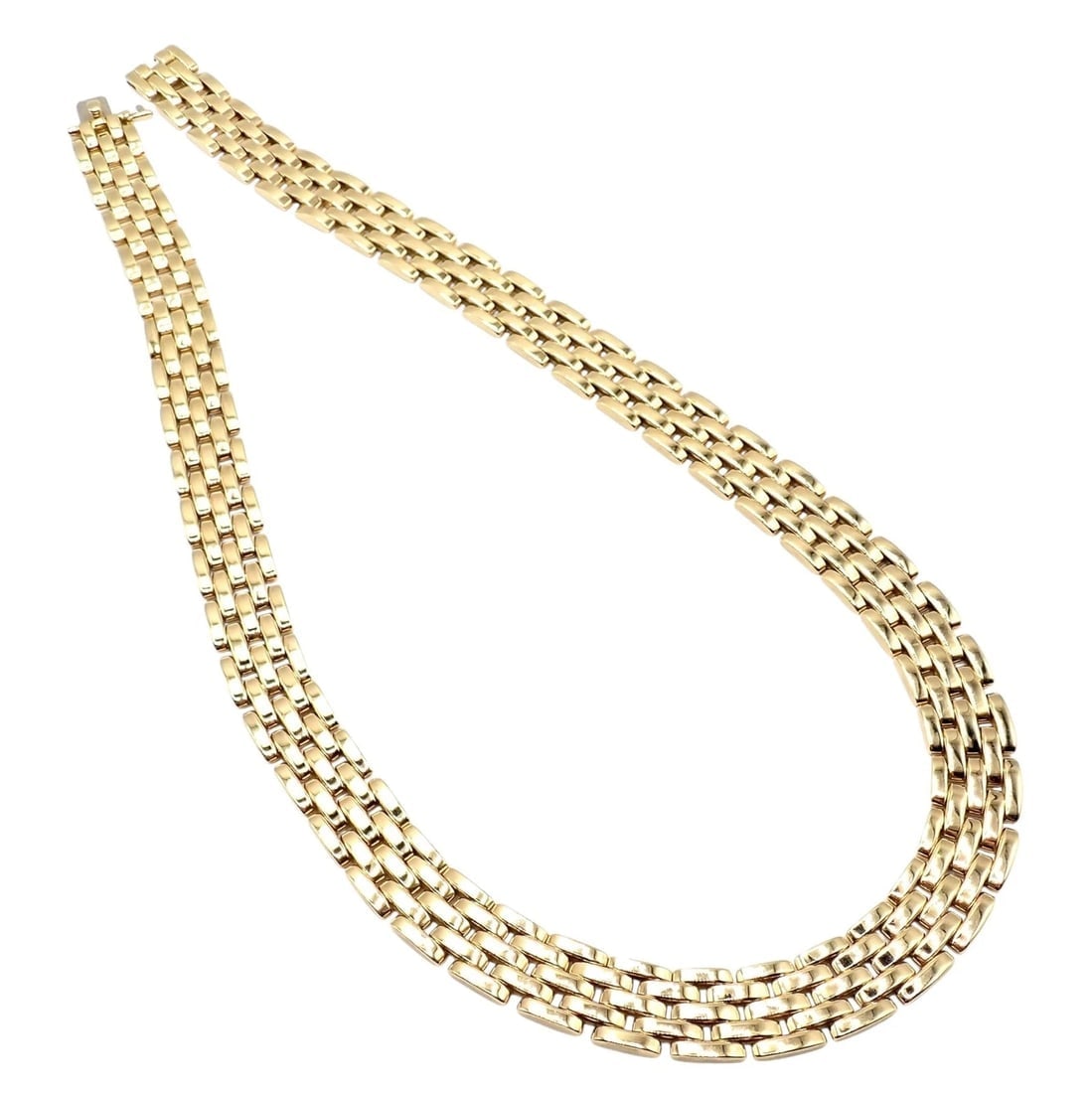 Cartier 5 Row Maillon Panther Panthere 18k Yellow Gold Wide 20" Long Necklace - 13