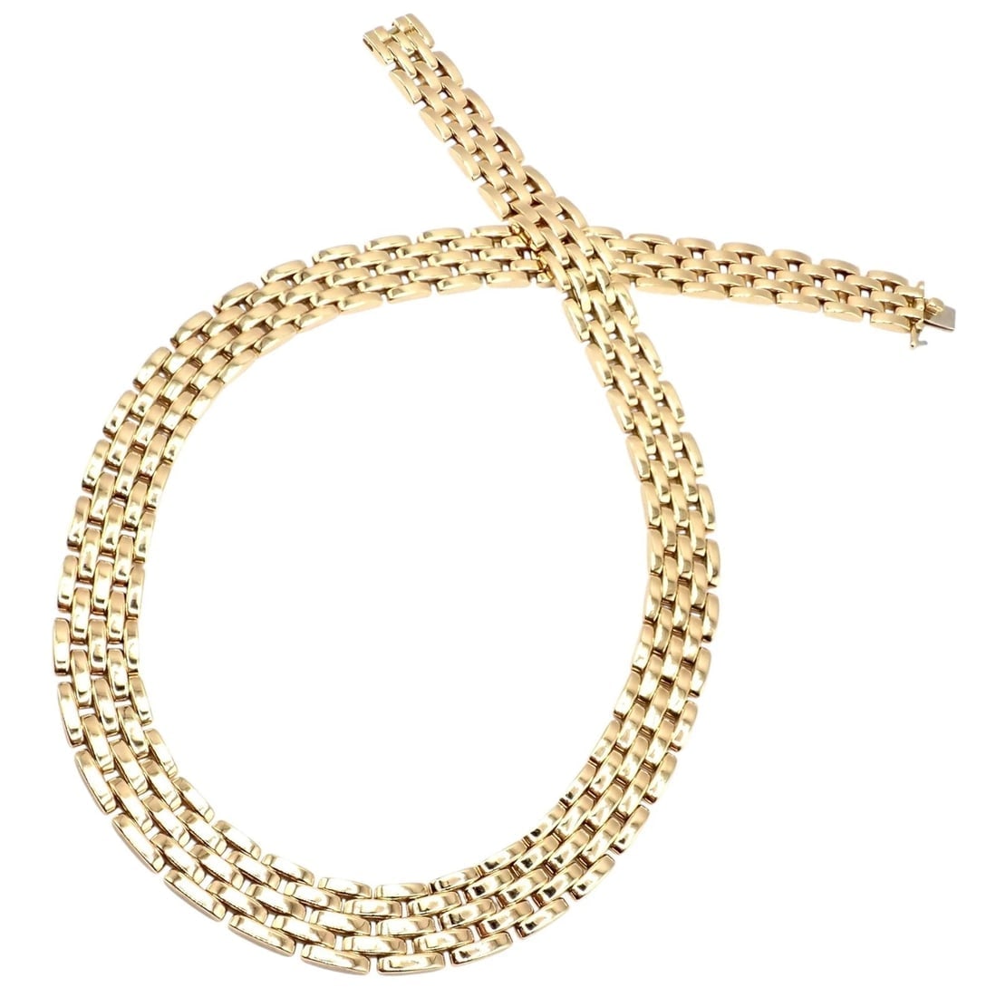 Cartier 5 Row Maillon Panther Panthere 18k Yellow Gold Wide 20" Long Necklace - 3