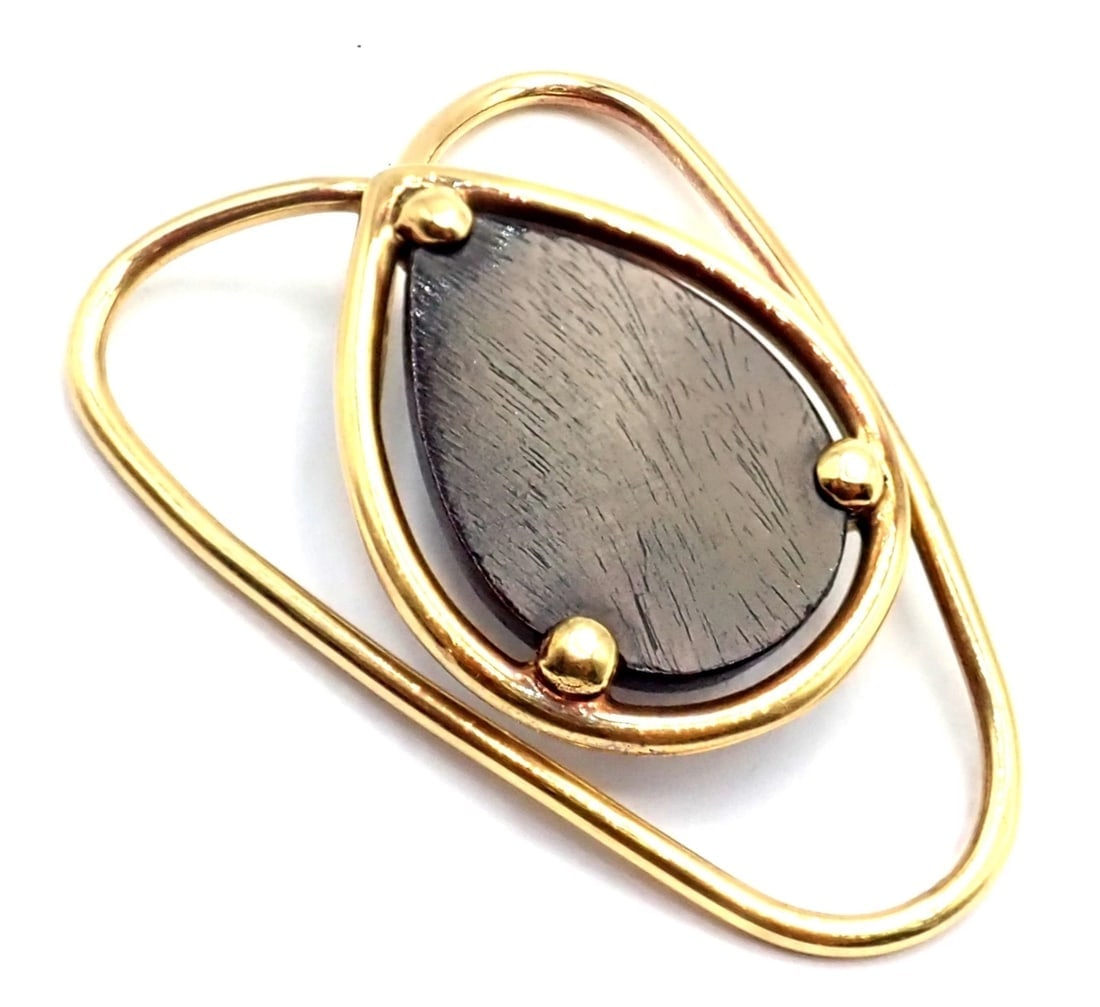 Vintage! Authentic Van Cleef & Arpels 18k Yellow Gold LetterWood Money Clip - 9