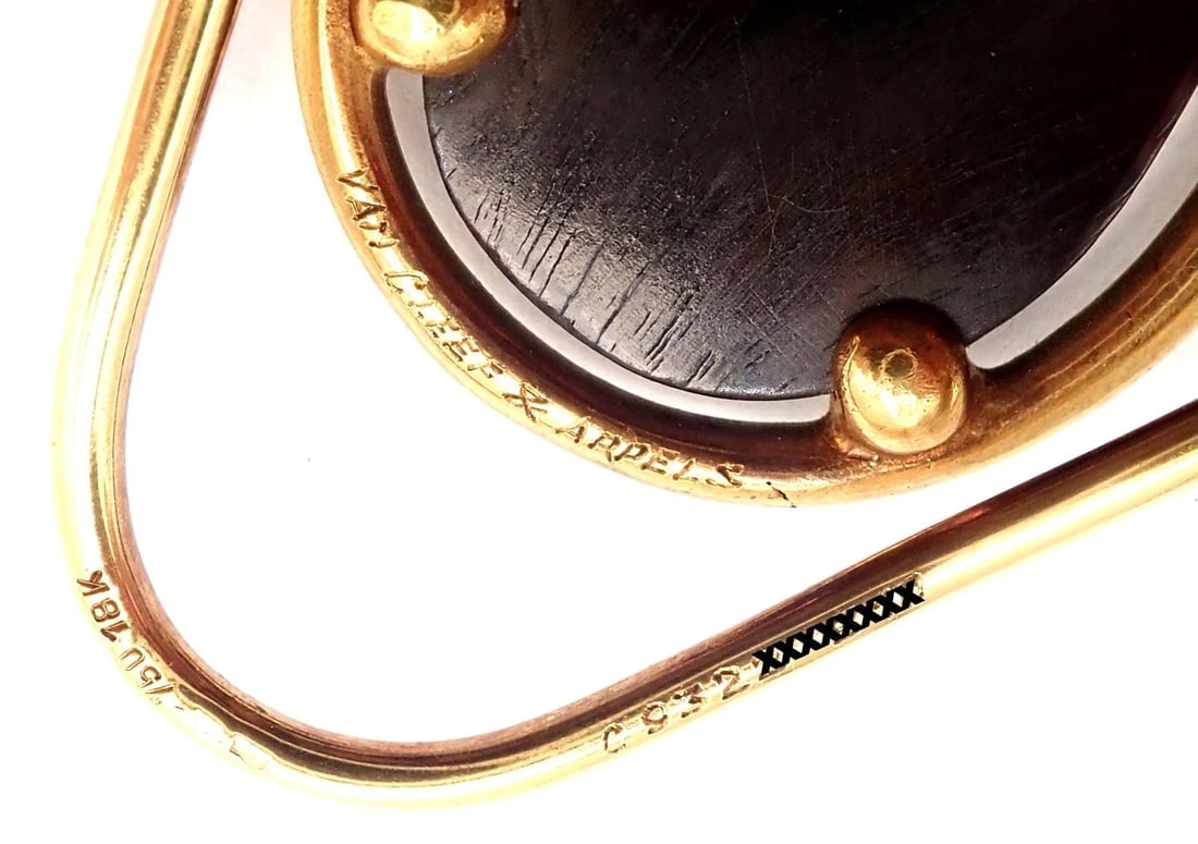 Vintage! Authentic Van Cleef & Arpels 18k Yellow Gold LetterWood Money Clip - 10