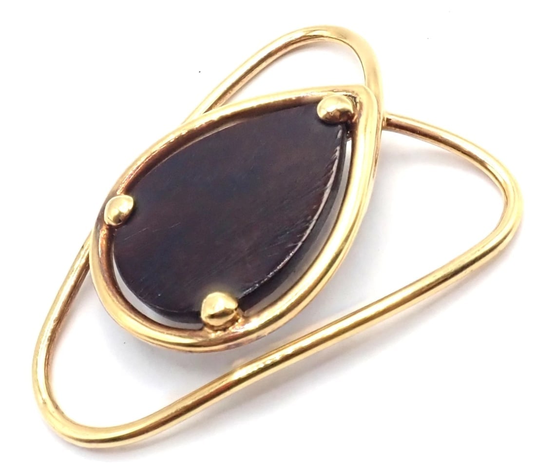 Vintage! Authentic Van Cleef & Arpels 18k Yellow Gold LetterWood Money Clip - 11