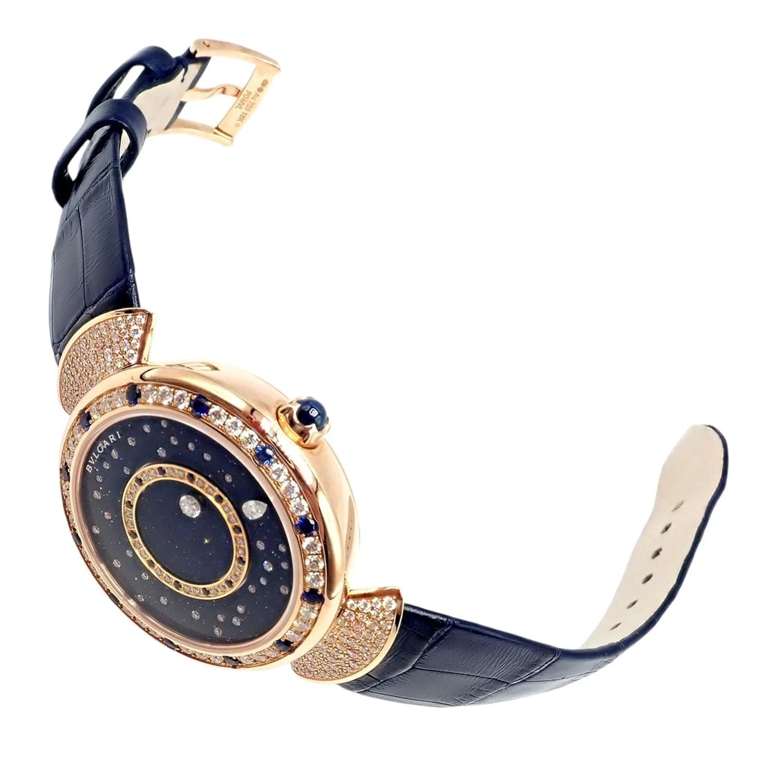 Bulgari 18k Rose Gold Diamond Sapphire Divas Dream Automatic Roman Night Watch - 17