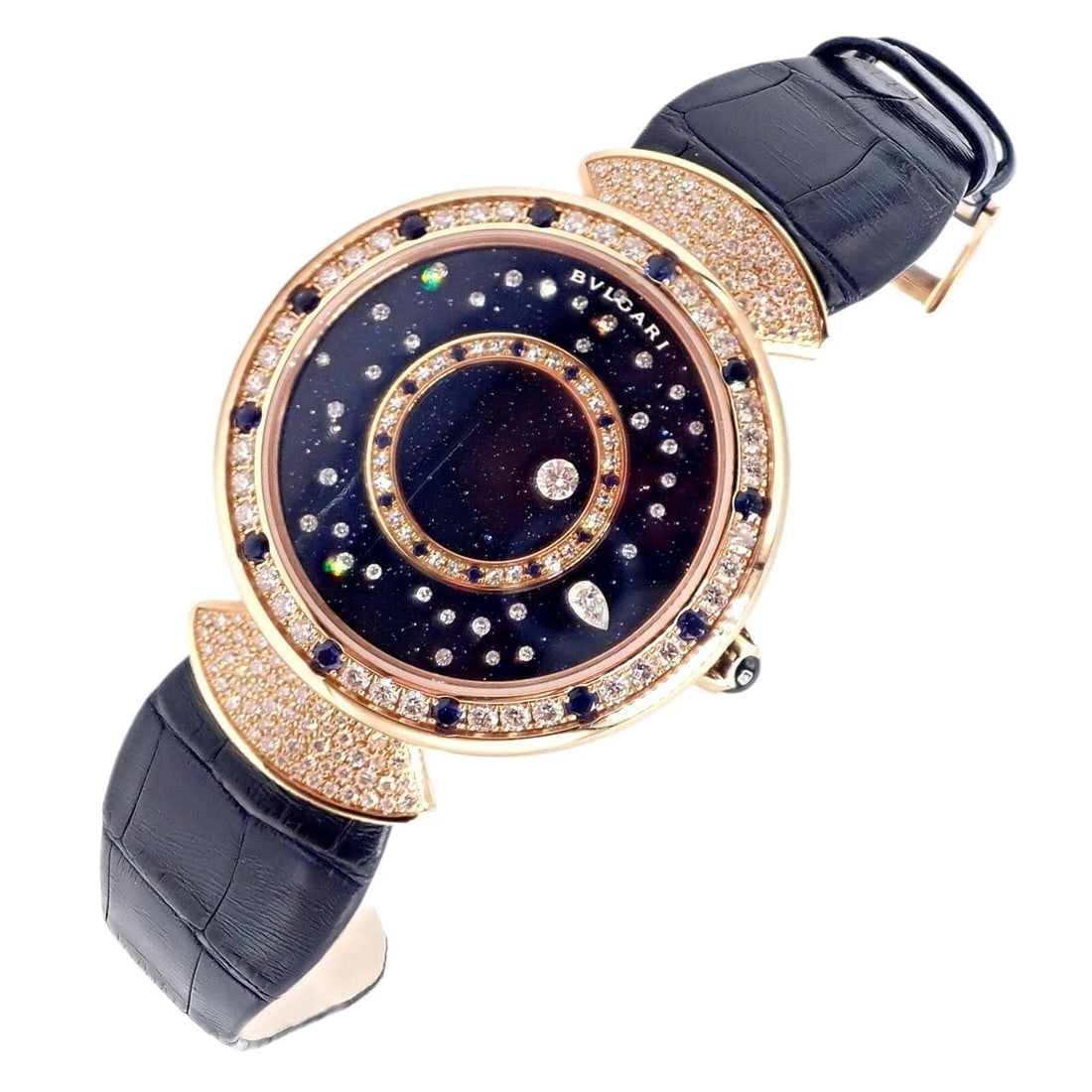 Bulgari 18k Rose Gold Diamond Sapphire Divas Dream Automatic Roman Night Watch - 19